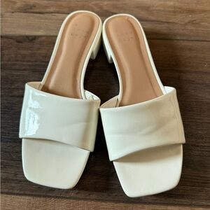 White Cream Slides - Retro Style Mule Sandals - A New Day